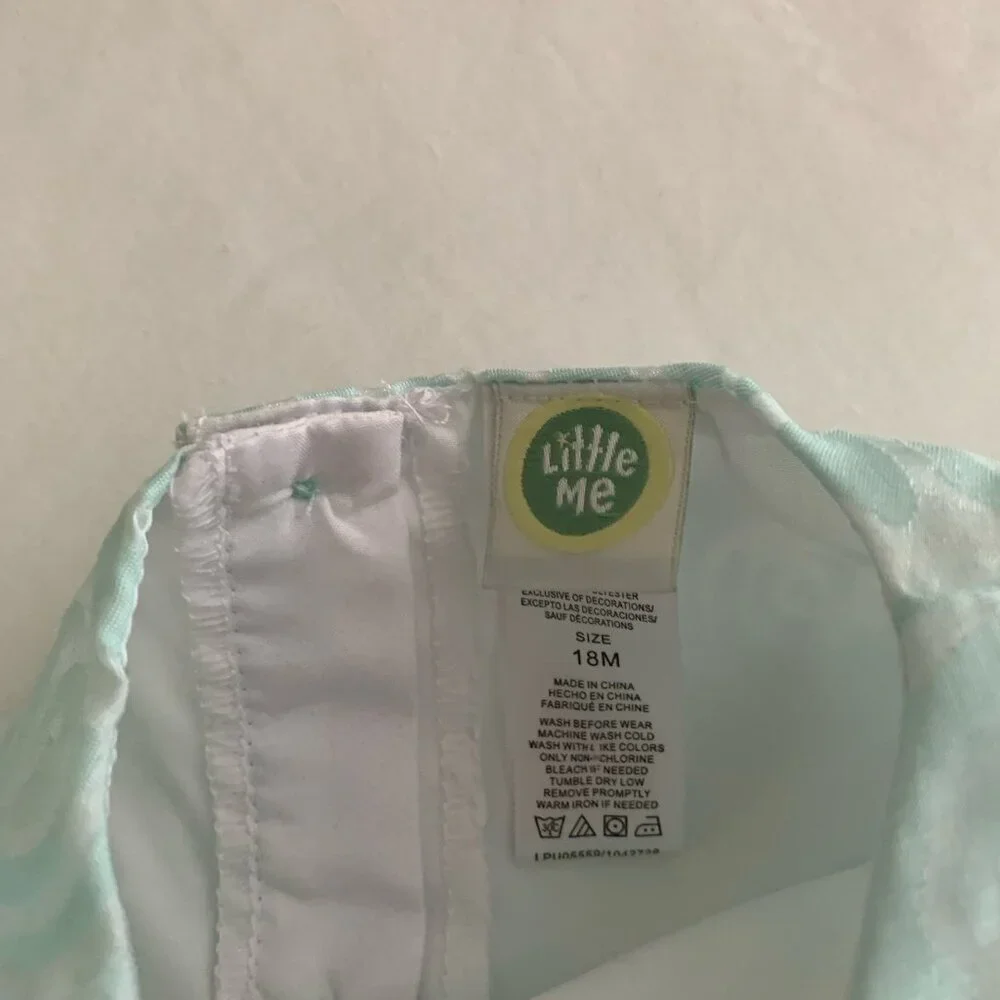 Little Me Baby Girls' Dress Size 18 Months Aqua Floral Dressy Cap Sleeve NWT